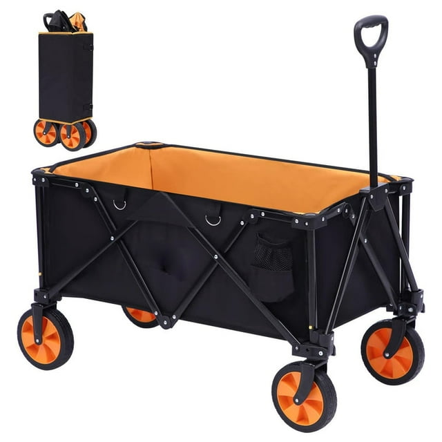 Folding Wagon Cart, Portable Large Capacity Wagon, Heavy Duty Outdoor Camping