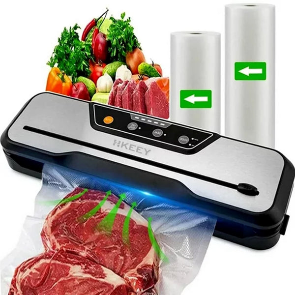 Vacuum Sealer Machine with 2 Rolls Food Vacuum Sealer Bags, Food Storage Saver Dry & Moist Food Modes, Led Indicator Lights