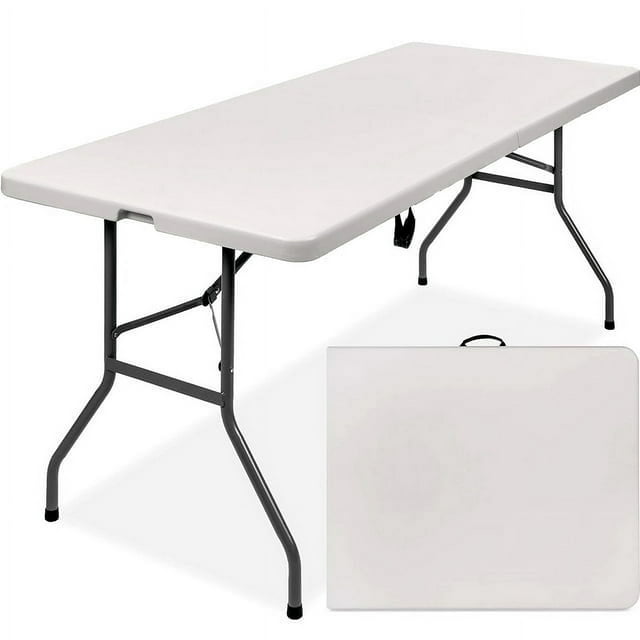 GAZILY 6ft Folding Table, Portable Plastic Tables for Party, Picnic, Camping,White