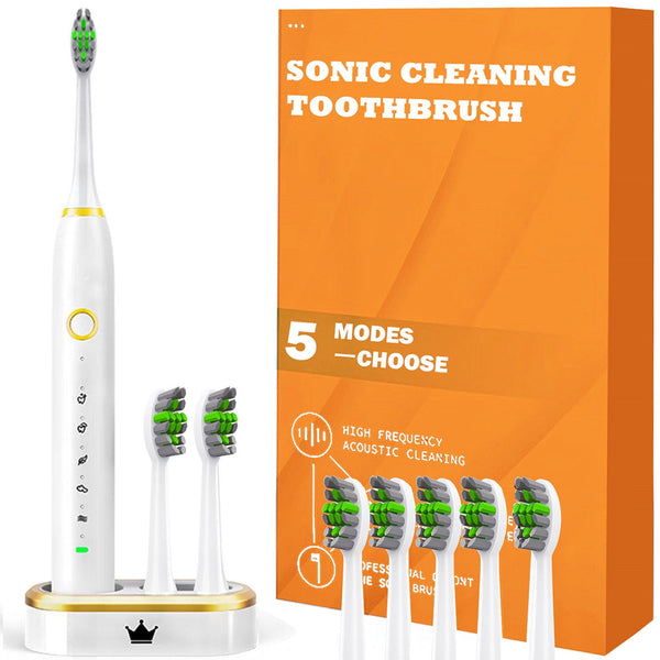 GAZILY IPX8 Waterproof Electric Toothbrush with 5 Brush Heads,5 Modes,Smart Timer & Rechargeable,for Adults