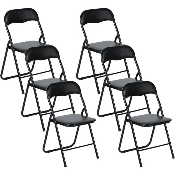 GAZILY Set of 6 Folding Chairs, PU Faux Leather with Soft Padded Cushions, Metal Frame, No assembly required, Easy to Fold, for Home, Office, Dining