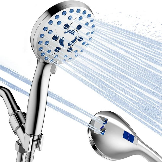 GAZILY Shower Head, High Pressure 7 Functions Shower Head with Handheld, Adjustable Stainless Steel Polished Chrome Rain Shower Head with Durable Nozzles