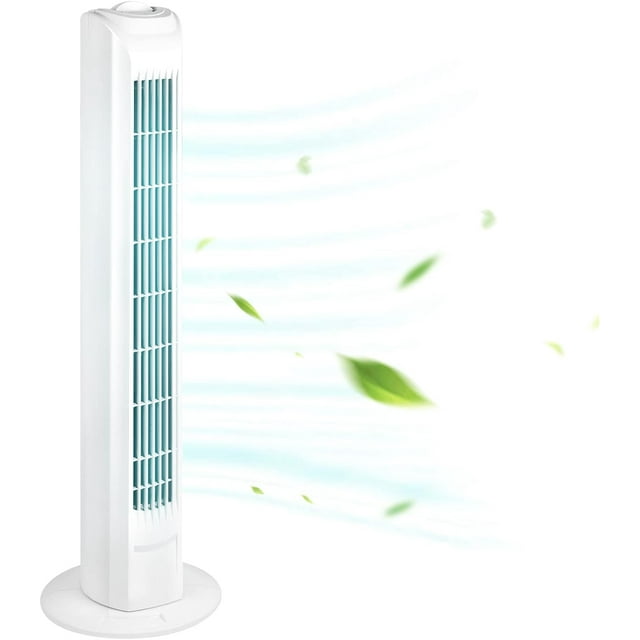 GAZILY Tower Fan, 30.7 inch Standing Tower Fans Cooling for Bedroom, Home and Office, Auto Oscillating, 3 Speed Settings, Plastic, 45W (White)