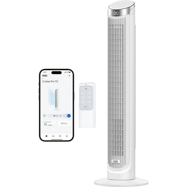 GAZILY Tower Fans that Blow Cold Air, Standing Fan for Bedroom, 90° Oscillating, 26ft/s Velocity Quiet Floor Fan with Remote, 8H Timer, Voice Control Bladeless Fans for Indoors