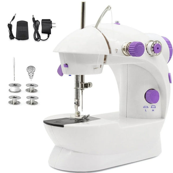 Portable Sewing Machine with Extension Table and Light，Mini Sewing Machine for Beginner，Electric Sewing Machine with 2 Speed，Gifts for Kids/Beginners