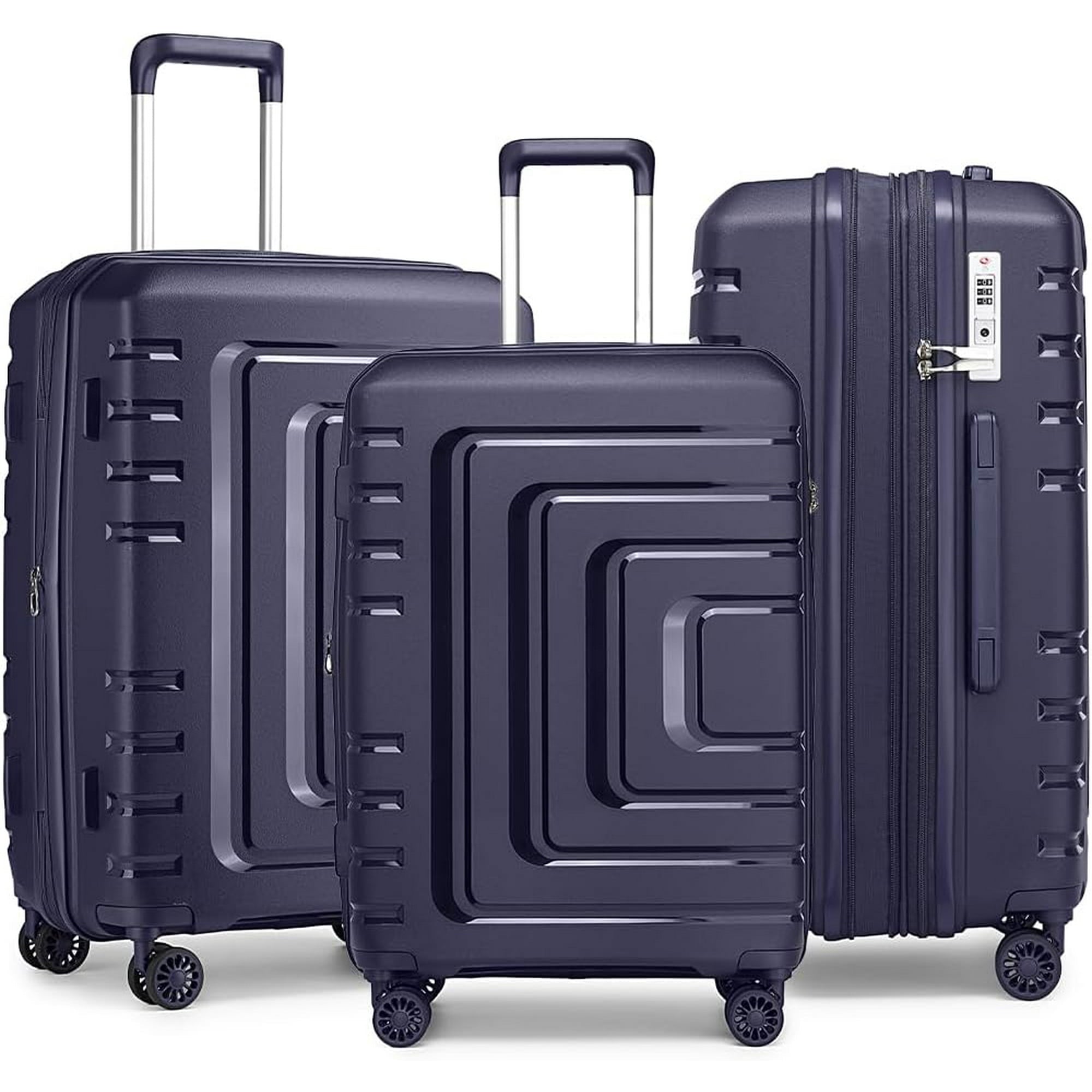 Suitcases with wheels.