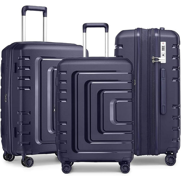 3 piece luggage set, ABS hard shell suitcase set with combination lock | 4 double wheels and inner partition |Suitcases with wheels.