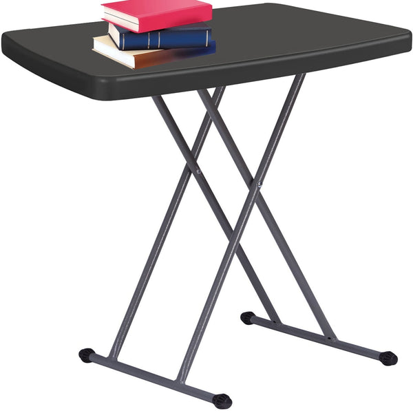 GAZILY 30 inch Personal Folding Table Adjustable Resin TV Tray Table, Black