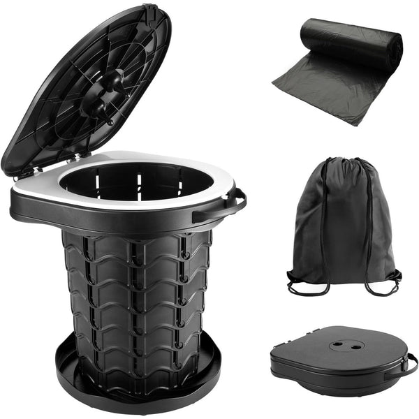 Portale Camping Toilet with Pop Up Privacy Tent, Foldable Toilet with Detachable Paper Holder & Privacy Tent Set Perfect for Outdoor, Camping, Beach, Hiking, Fishing, Travel