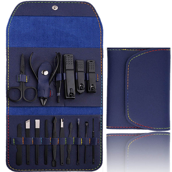 Professional Nail Clippers Pedicure Kit, 16 pcs Stainless Steel Nail Care Tools Grooming Kit with Luxurious Travel Leather Case for Thick Nails Men Women