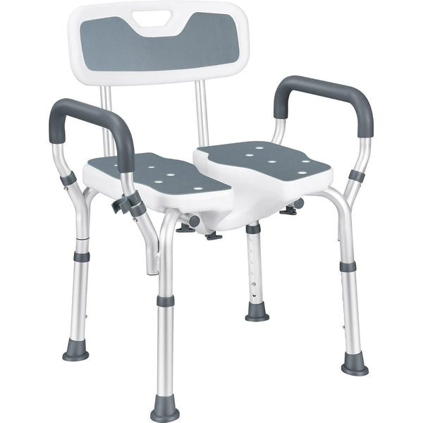 Shower Chair with Removable Backrest and Padded, 8 Adjustable Height, Support up to 300Lbs