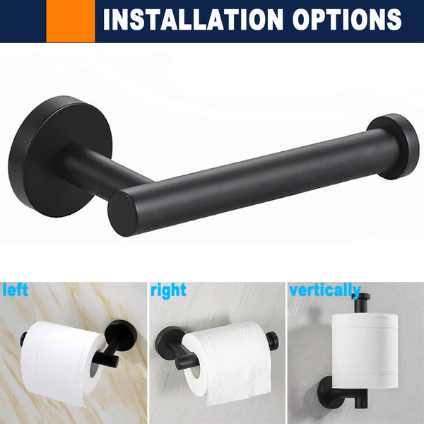 Toilet Paper Holder Wall Mount with 4 Hooks , Modern SUS 304 Stainless Steel Bathroom Toilet Paper Roll Holder