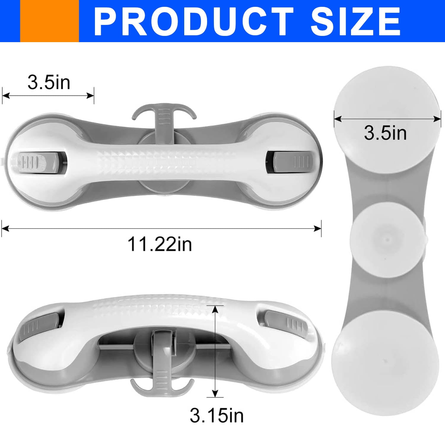 Shower Grab Bars for Bathtubs& Showers Grab Bar Bathroom Handles Handicap Elderly Safety Cup Grip Non Slip