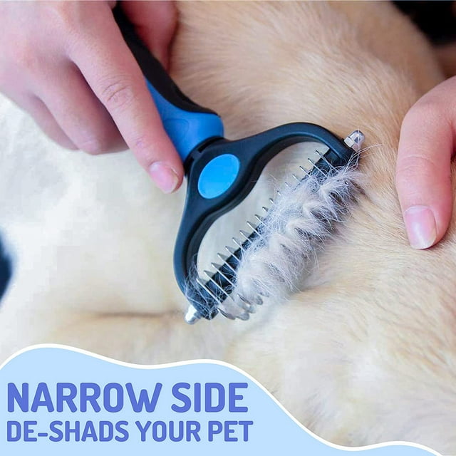 Undercoat Rake for Dogs & Cats with Pet Comb, Pet Grooming Brush Double-Sided Dog Deshedding Tool Removes Knot & Tangled Hair Dematting Comb for Dogs with Dog Comb for Grooming Furever Brush