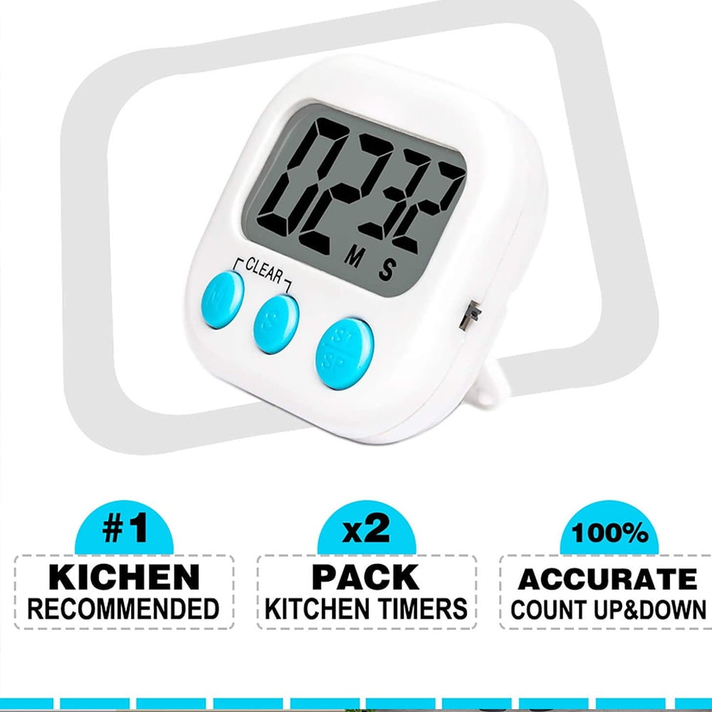 Digital Kitchen Timer Big Digits, Loud Alarm, Magnetic Backing, Stand, for Cooking Baking