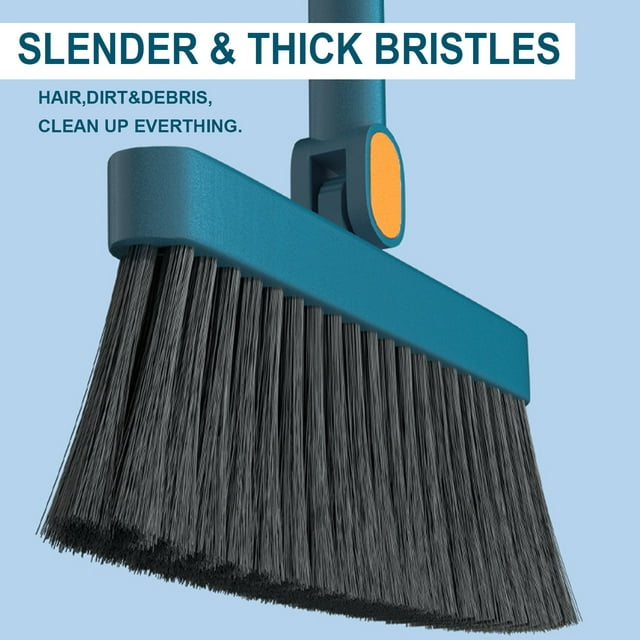 Broom and Dustpan Set for Home,48" Long Stainless Steel Handle Brooms with Upright Dustpan Combo Set for Home/Office/Kitchen Lobby Floor Cleaning
