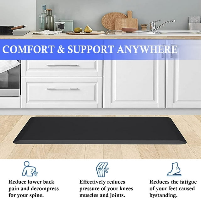 GAZILY Anti Fatigue Floor Mat,Standing Desk Mat,Waterproof Non-Slip Kitchen Rugs for Home,Office,Laundry,Black