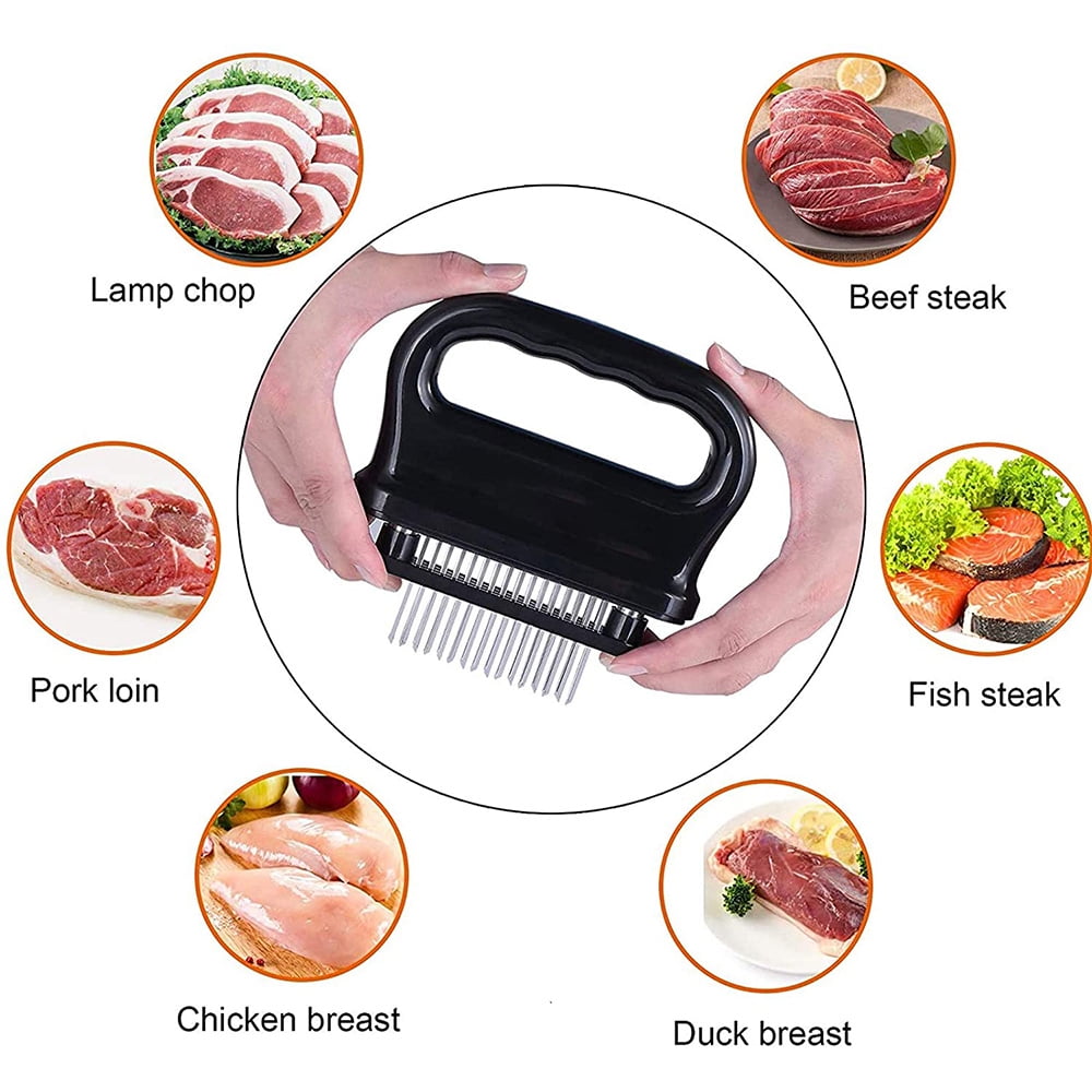 Meat Tenderizer Tool with 48 Stainless Steel Ultra Sharp Needle Blades, Detachable Kitchen Cooking Tool Best For Tenderizing, BBQ