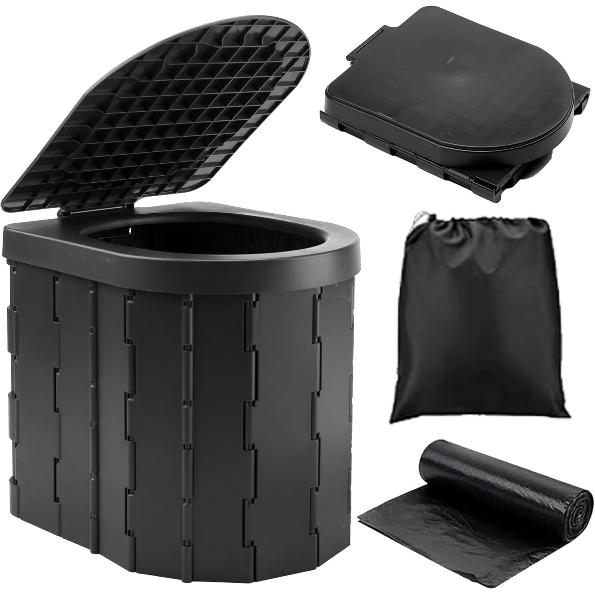Camping Toilet with Pop-Up Privacy Tent , Portable Folding Toilet Ergonomic Potty Provides Enhanced Comfort