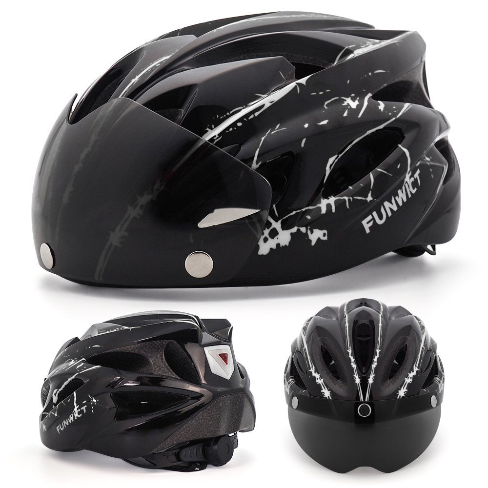 Bicycle Helmet with Light and Magnetic Goggles Lightweight Bike Helmet