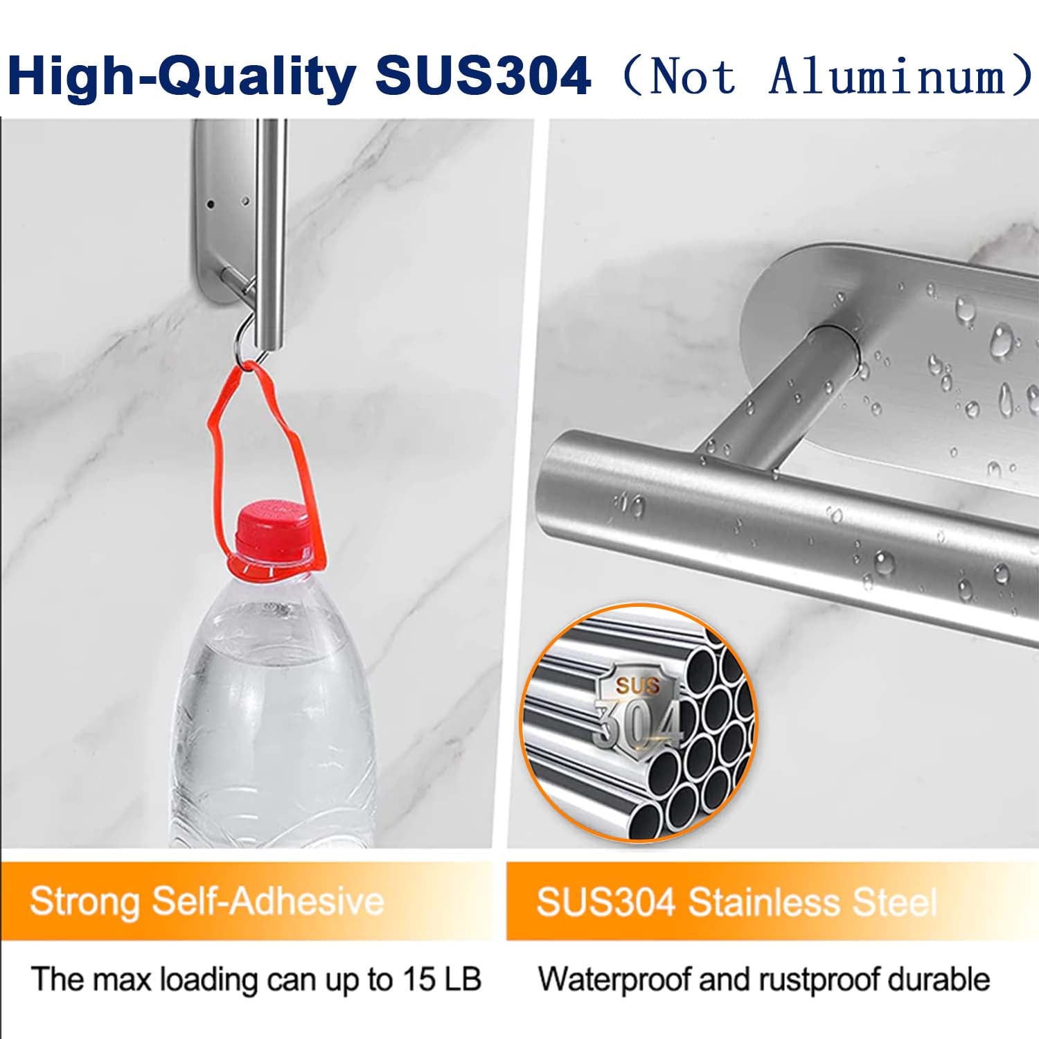 Paper Towel Holder with 2 Pack Adhesive Hooks, Stainless Steel Paper Towel Holder Wall Mount,Under Cabinet Paper Towel Holder-Silver