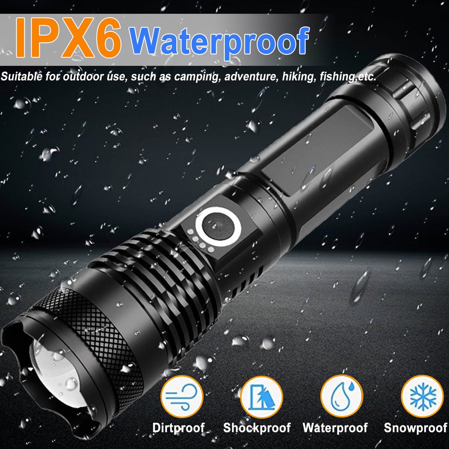 LED Flashlights, Rechargeable Super Bright Flashlight, XHP70 Tactical Flashlight with Zoomable, 5 Modes, Powerful Handheld Flash Light for Emergencies, Camping, Hiking