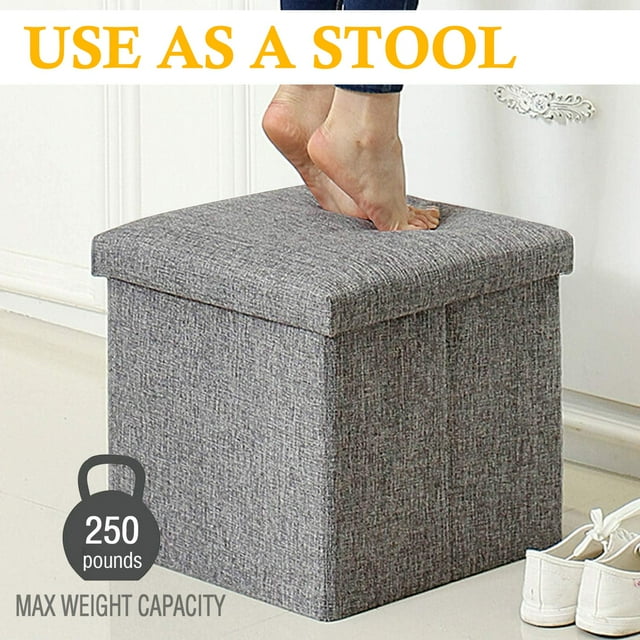 Storage Ottoman Cube Seat,Foldable Foot Rest Stool for Space Saving, 11.8"x11.8"x11.8"