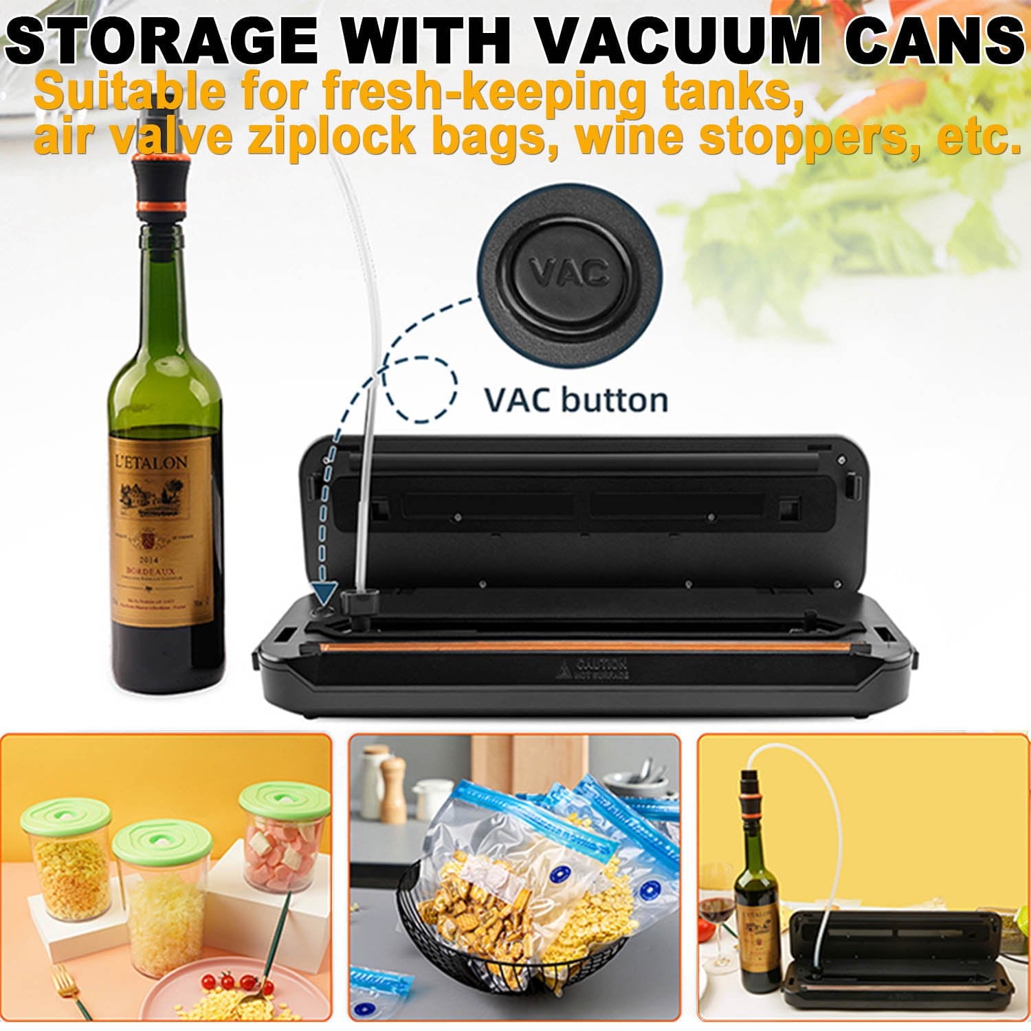 Vacuum Sealer Machine with 2 Rolls Food Vacuum Sealer Bags, Food Storage Saver Dry & Moist Food Modes, Led Indicator Lights