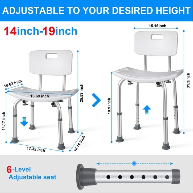 Shower Stool Shower Chair for Inside Shower Bathtub Shower Saet Height Adjustable Tool-Free Assembly