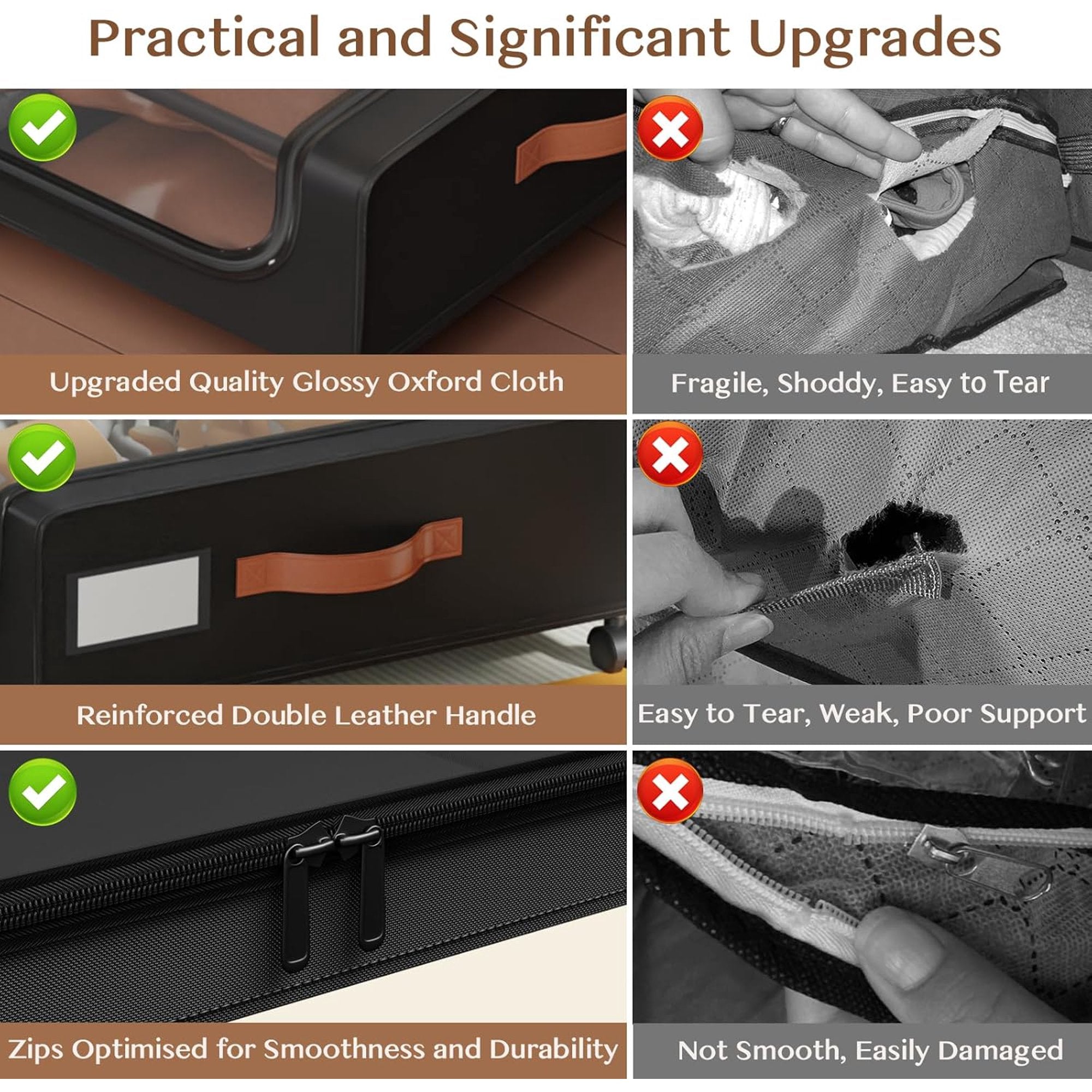 Under Bed Storage with Wheels, 2 Pack Under Bed Storage Containers with Dividers & Clear Lids, Under the bed storage Organizer Bins, Underbed Storage with Wheels for Clothes