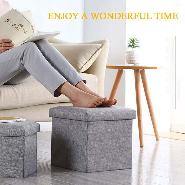 Storage Ottoman Cube Seat,Foldable Foot Rest Stool for Space Saving, 11.8"x11.8"x11.8"