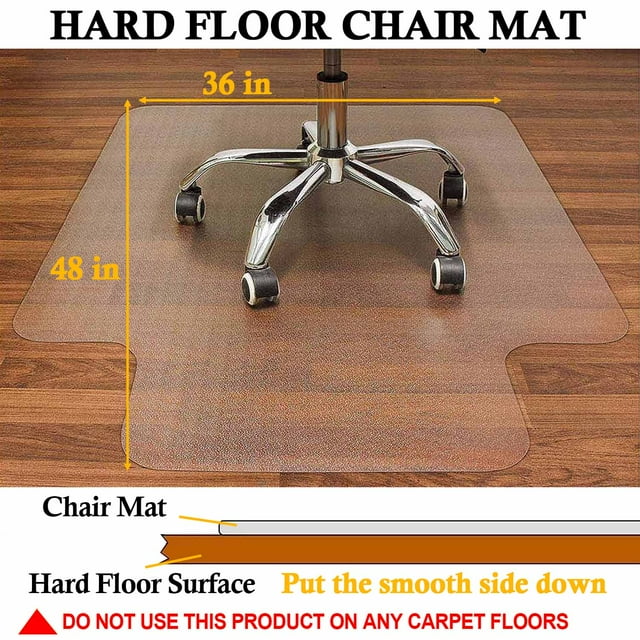 Office Chair Mat for Hard Floors,36"x48" in Clear Floor PVC Protector Mat, for Office,Home and Gaming Floor