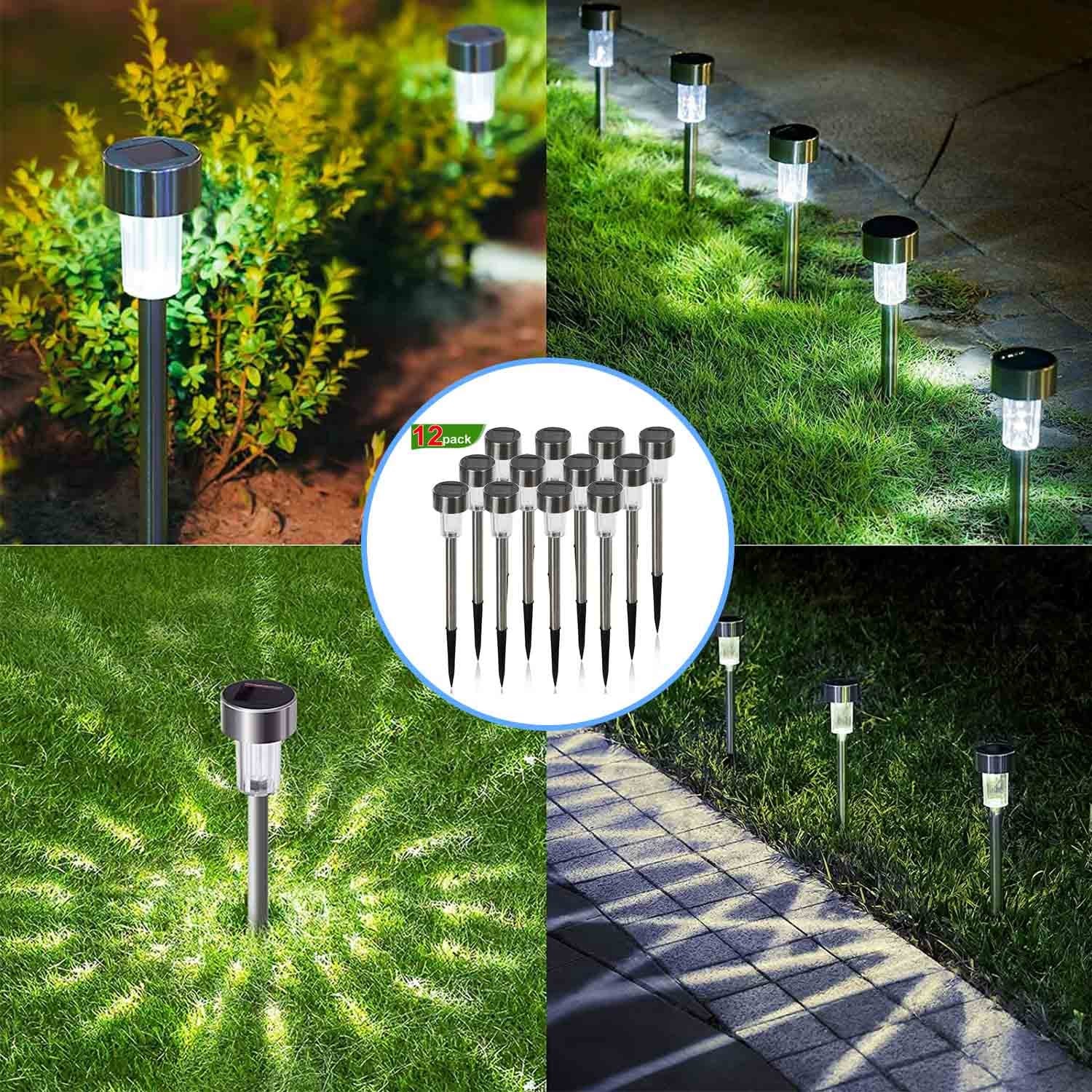 Solar Outdoor Lights, 12 Pack Solar Outdoor Garden Lights, Waterproof Led Solar Bright Powered Outdoor Lights Solar Garden Lights