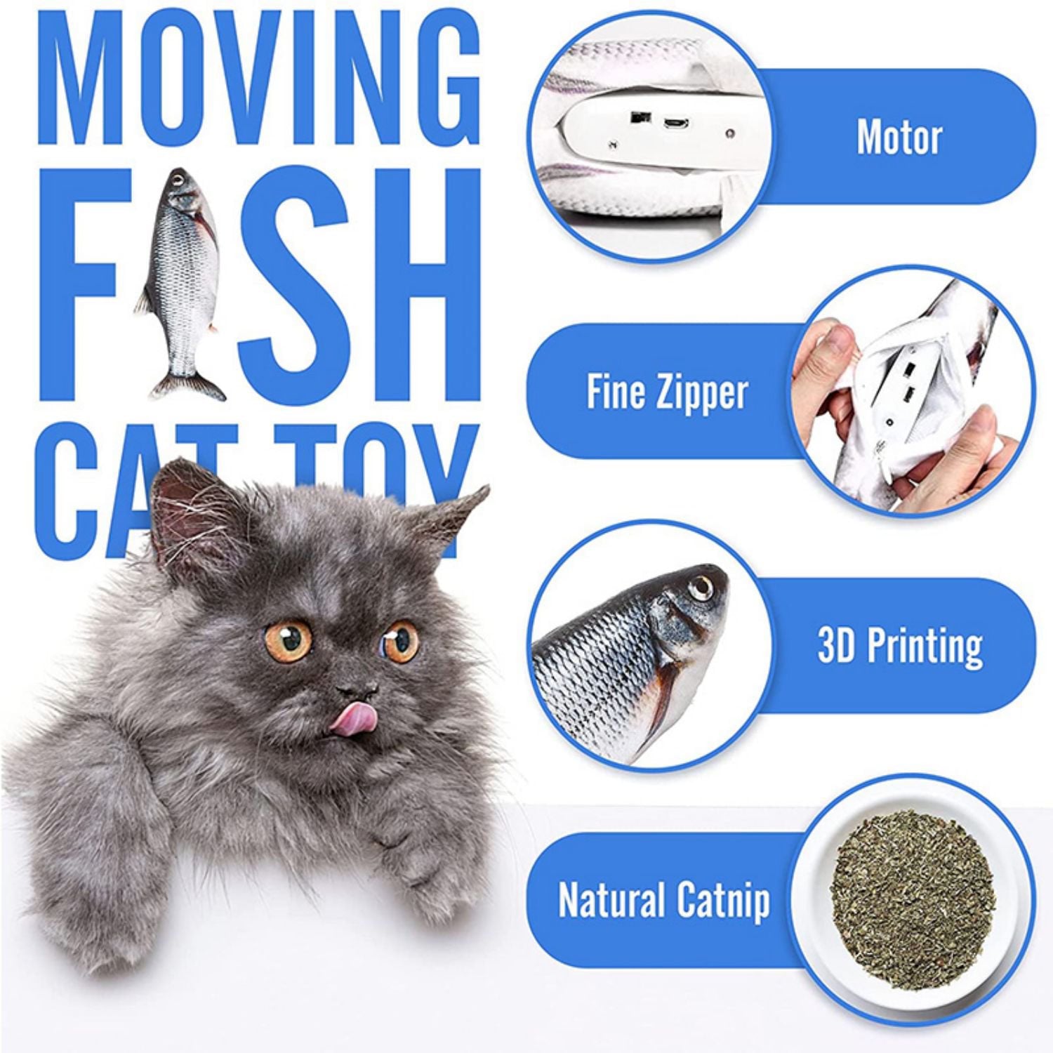 Floppy Fish Cat Toy, Upgraded for Cat Toys for Indoor Cats, Interactive Cat Toys for Cat Exercise