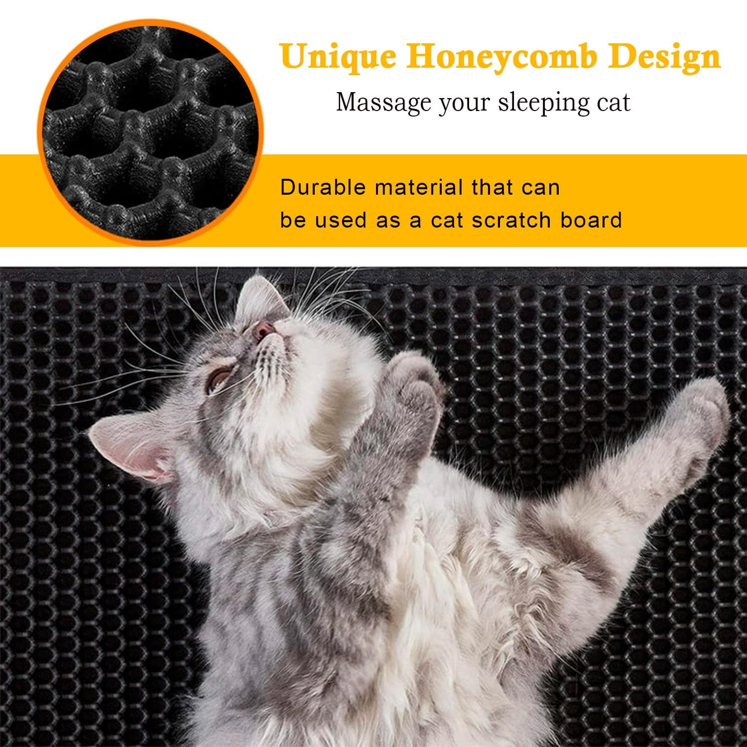 16x20 inch Cat Litter Mat,Honeycomb Double Layer Urine Waterproof,for Litter Box,black